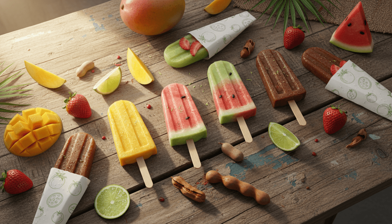 Colorful homemade Mexican paletas and ice cream at Helados Aranda